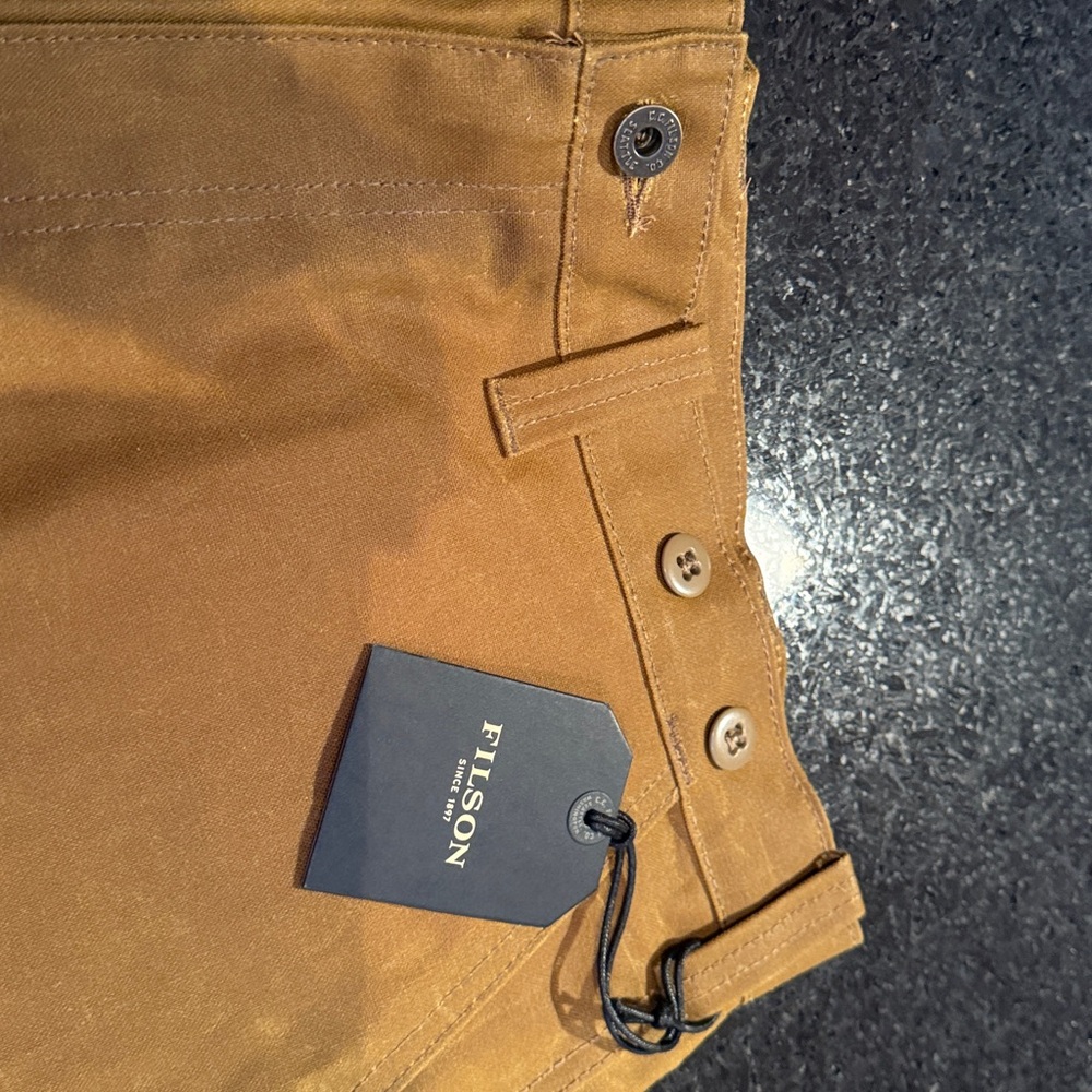 NWT Filson Men's Dark Tan Oil Finish Single Tin Pant Sz 36/32 - Picture 7 of 10
